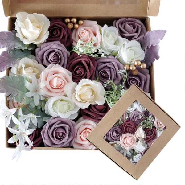 Artificial Rose Flowers Combination Box for DIY Wedding Bouquets Table Decorations