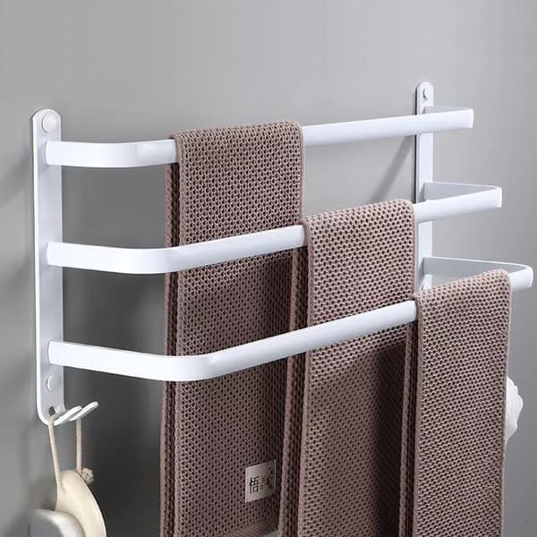 Wall-mounted towel rack, 60 cm, drill-free installation, white, bathroom and kitchen accessory