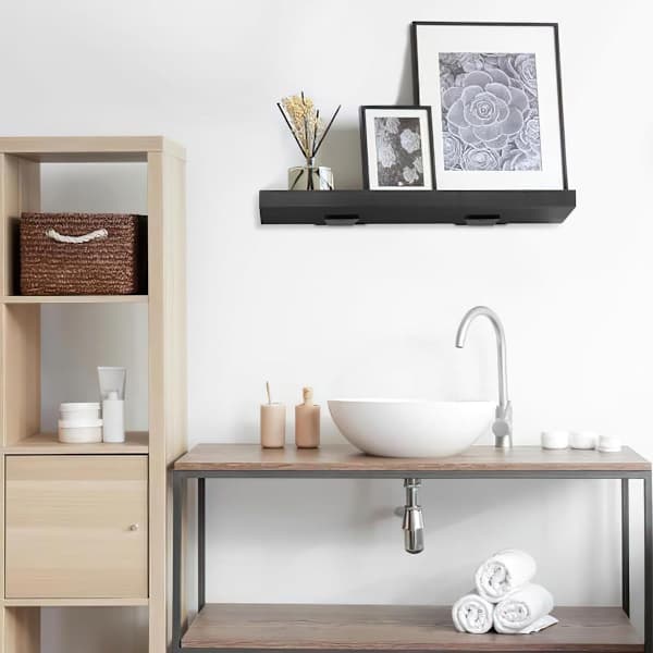 Floating Shelf Brackets, 2 Pcs Invisible Bookshelf Brackets, Floating Shelf Bracket, Heavy Duty Bracket, 20cm, Black