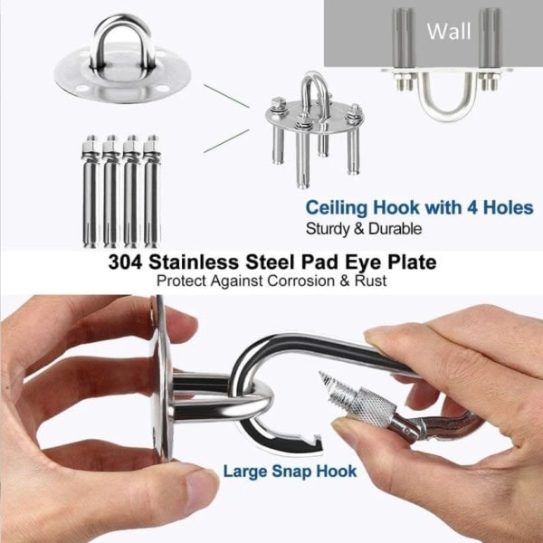 Stainless Steel Ceiling Hook, Load Up to 400 kg, Perfect for Ceiling Mounting of Sandbags or Hanging Seats