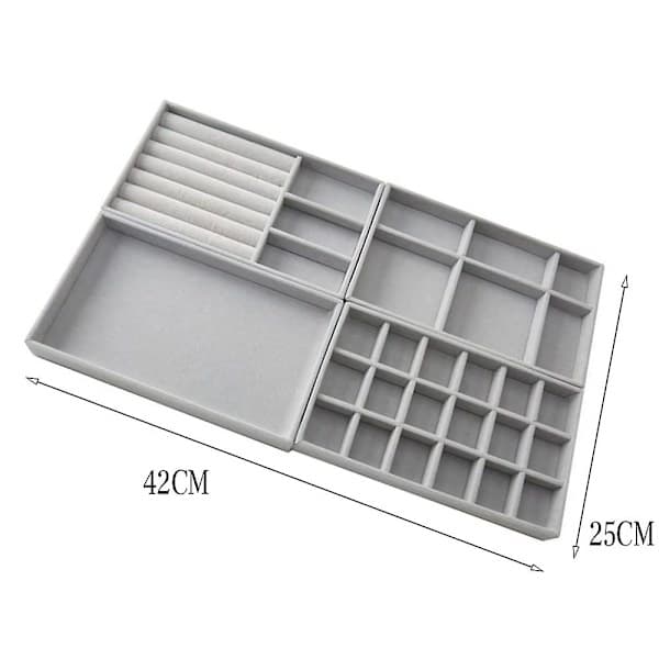 Jewelry Storage Set with 4 Drawers, Jewelry Tray, Stackable