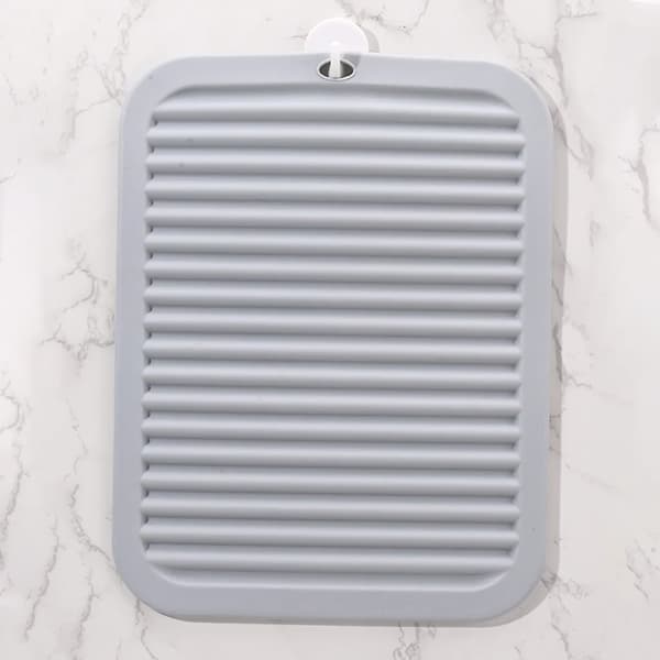 Coaster, heat insulation mat, non-slip and anti-scald silicone coaster, plate coaster, wave-patterned mat (grey)