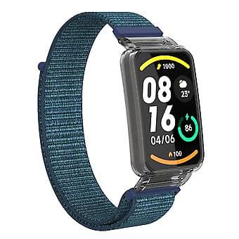PC-deksel + Nylon Loop-rem for Xiaomi Mi Band 7 Pro (Mørkegrå)