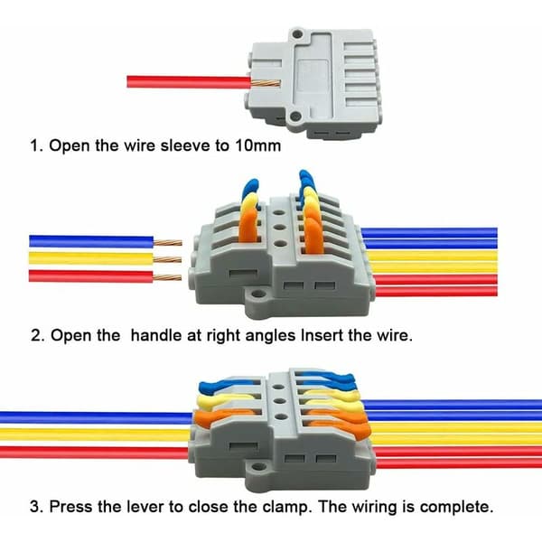 4-piece KV436 Lever Nut Wire Connector Kit, 3-in-6 Out Compact Wire Connectors, Compact Spring Terminal Block-FX-