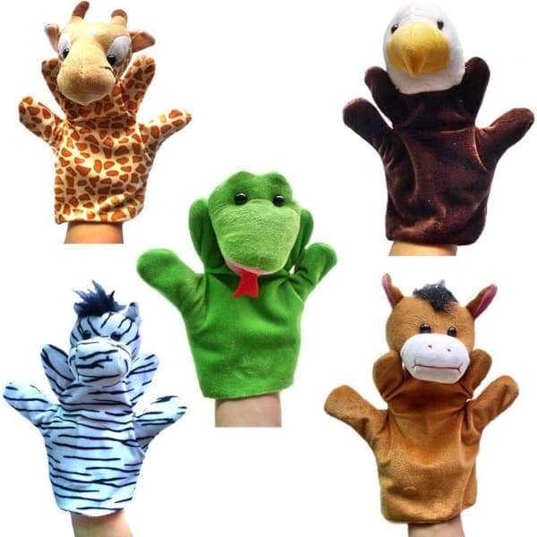 5-pack Olika Handdockor Giraff, Örn, Zebra, Häst, Orm Mjuka Leksaker för Barn Bebisar