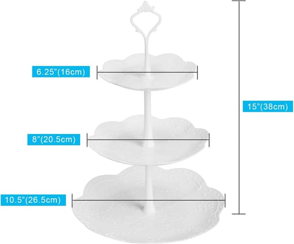 3-lags cupcake-stativ, serveringsfad i plast, dessert