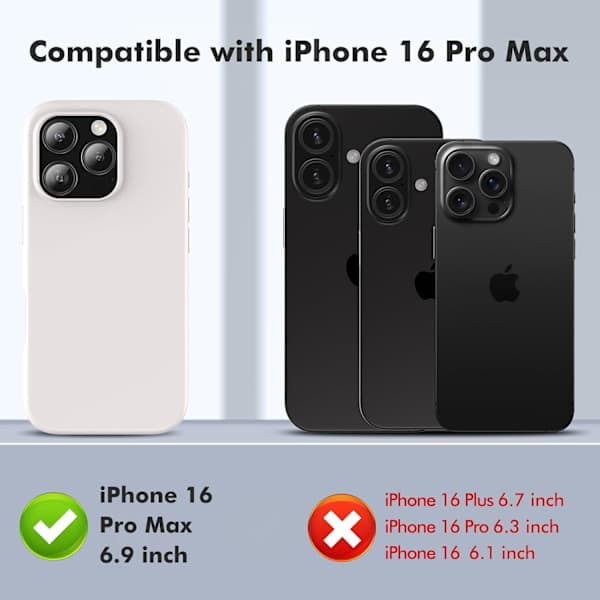 Silicone Case Compatible with iPhone 16 Pro Max Case Soft Ultra-Thin Protective Shockproof Liquid Silicone Phone Cover, 6.1\" White