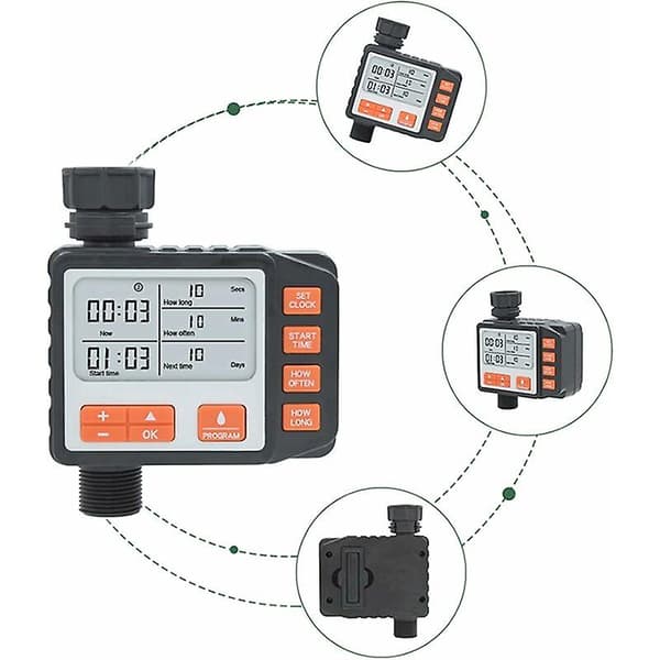 Vanningstimer - 3/4 Sprinkler Digital LCD Programmerbar Timer Automatisk Hage Gjenge Vanning med Vanntett Deksel - 011