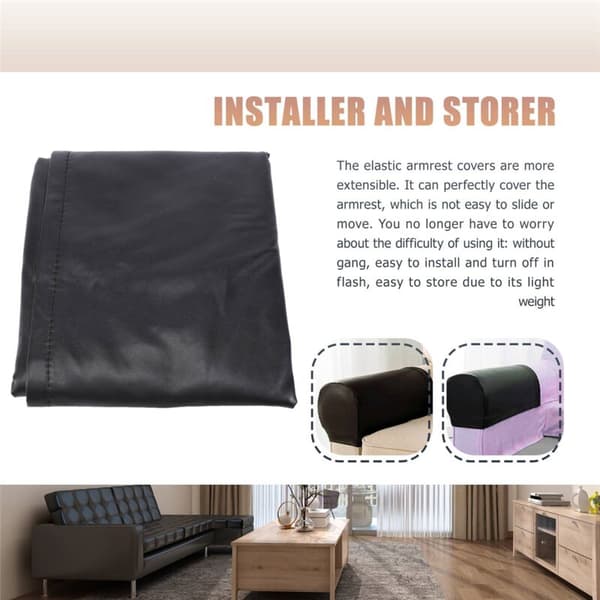 Armchair Armrest Covers, 2 Pieces Ultra-Thick and Soft PU Leather Armrest Covers for Armchairs Sofas Chairs A