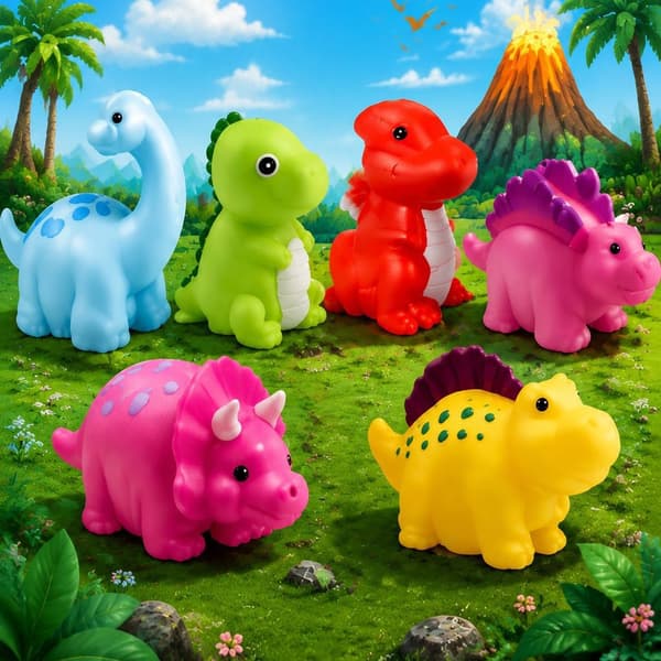Dinosaur-shaped bath toys, floating animals (6-pack)-FX-