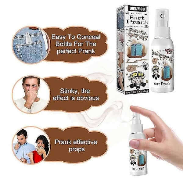 Flydende prut-spray, prut-prank, stinkbombe, stinkflaske