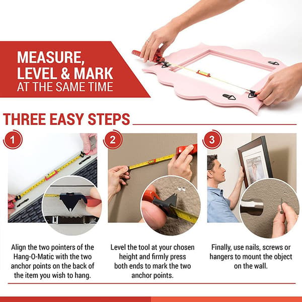 Picture Hanging Tool Easy Frame Hanger Canvas Frame Level Ruler Kit