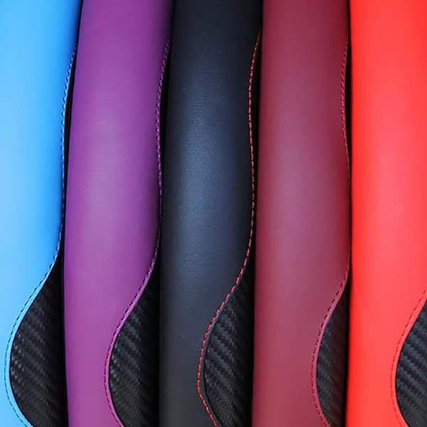 38CM Kulfiber Stil Ratdæksel Elastisk Grebshylster Skridsikkert Bilratdæksel Sort Blå
