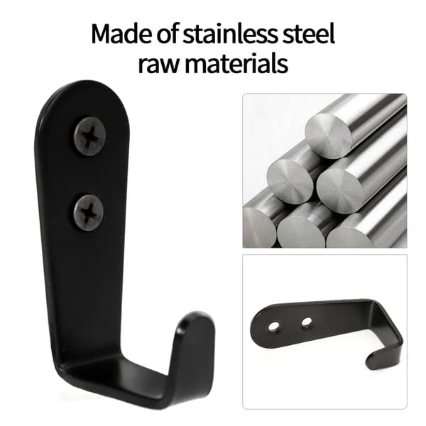 Wall Hooks 8 Pieces, Coat Hooks Garage Hook Wall Mounted Hat Hook Clothes Hook Single Coat Hanger Heavy Duty (8-Pack, Black)