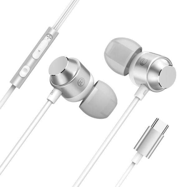 Typ-C trådbundna metall In-Ear Sports Smart Hörlurar -Silver