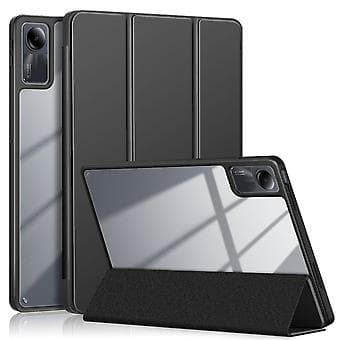 3-Folds Solid Color Tablet Case for Xiaomi Redmi Pad SE (Black)