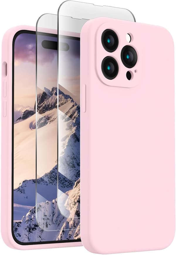 Upgraded Silicone Case [Camera Protection] Case, Soft Anti-Scratch Microfiber Lining Inside, Pink