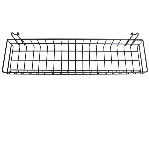 Metallvägg Galler Panel Hängande Korg, Multifunktionell Förvaring och Display Korg, 40 x 10 x 5 cm, Målad Svart