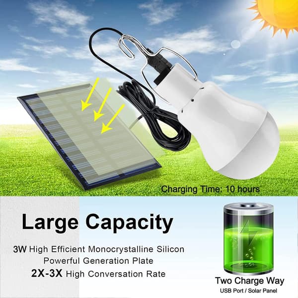 LED solcellelampe, 2-delt camping solcellelampe sæt med 3W solpanel, egnet til udendørs, vandring, camping og fisketelte.