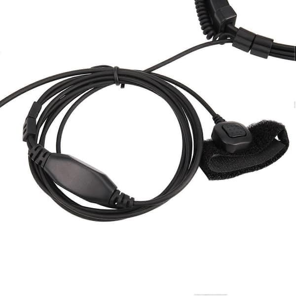 3,5 mm justerbart halsmikrofon-headset med diskret akustiskt rör och finger-PTT
