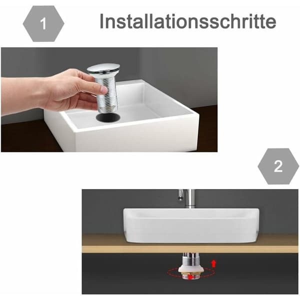 Automatic Pop Up Bottom Valve Without Overflow Pressure Open Drain Plug For Sink Chrome Copper For Sink Without Overflow, G1 1/4 (chrome without overflow)