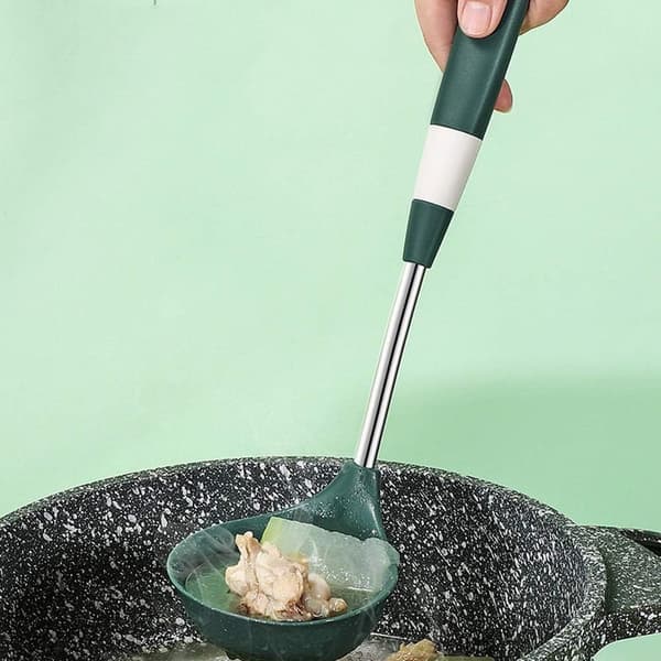 High Temperature Resistant Silicone Soup Spoon Kitchen Nonstick Long Handle Soup Spoon Household Spoon
