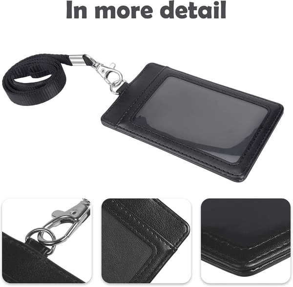 Vertical PU Leather Badge Holder with 1 Clear ID Window