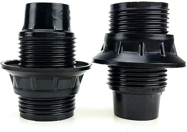 Sort E14-skrue, E14-lampeholder, 4 stk. E14-fatninger, E14-pærefatning, solid pærefatning, sort adapterfatning, lampefatning dekoration C