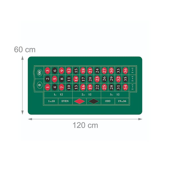 Rulett-spillmatte 60x120 cm – Sklisikker, sammenleggbar