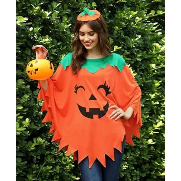 Halloween Gresskar Poncho Damekostyme Voksen