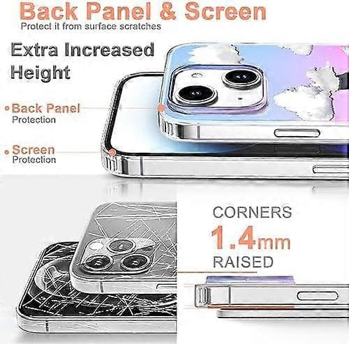 Clear Crystal Case Compatible with iPhone 13 6.1 inch 2021, Slim Shockproof Protective Cover with White Cloud Glitter Design [JUN]