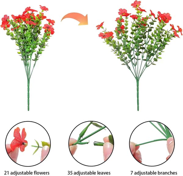 4 stycken 7-grenade eukalyptus violett simuleringsblomsterbukett