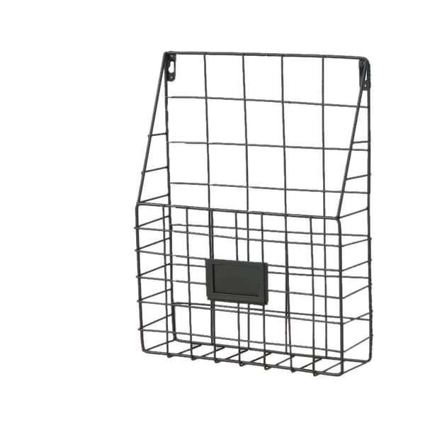 Metal Wire Mesh Shelf Hanging File Mail Document Organizer Magazine Storage Rack Wall Shelves (Black)