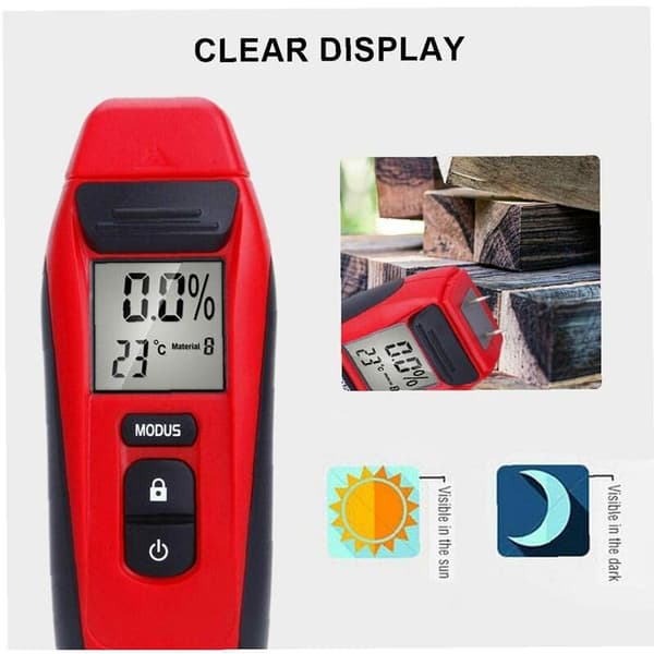 Wood Moisture Meter, 9V DC Portable Mini Digital Tester DC Detector with Large Measuring Range (without battery)