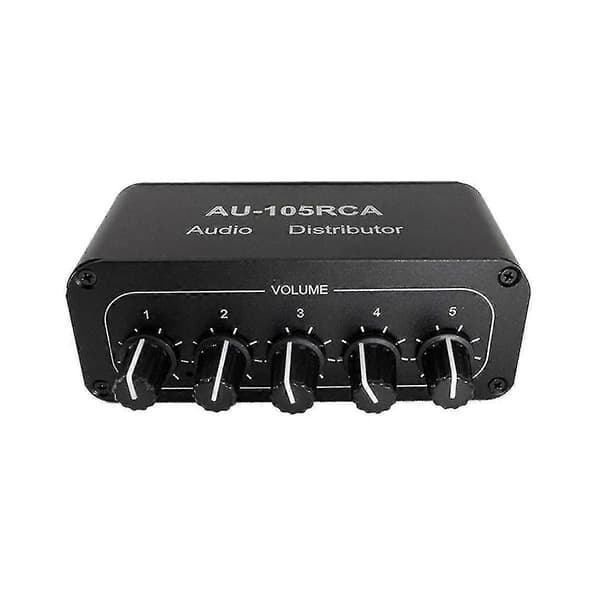5-channel Audio Distributor Stereo Audio Mixer 1 Input 5 Output RCA Splitter for Power Amplifier Active Audio