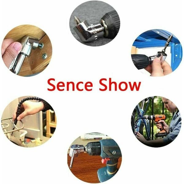 Drill Attachment Right Angle Drill and Flexible Angle Extension Kit, 105 Degree Right Angle Screwdriver 1/4 Hex Shank for Drilling