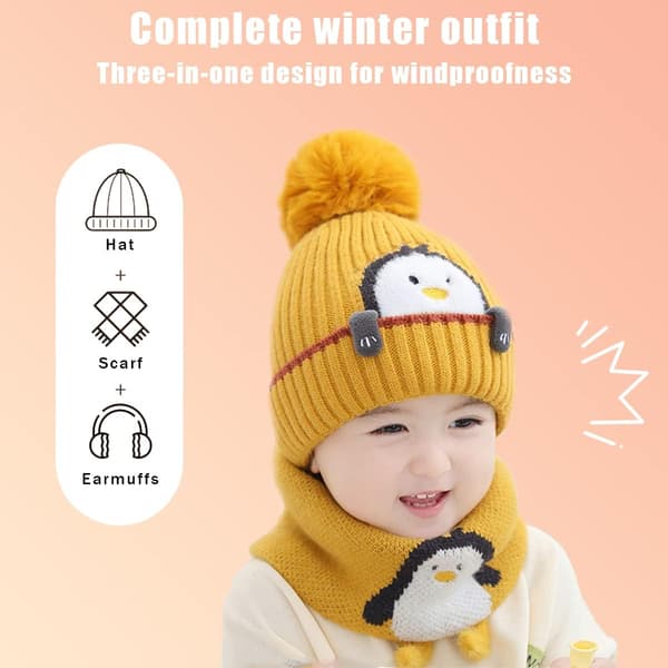 Mössa Halsduk Set Mössa Mössa Barn Vinter Baby Stickad Mössa