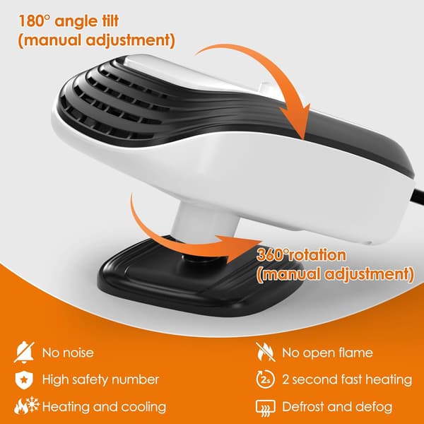 12V 150W 2-i-1 Bilvarmer & Køleventilator - Varme-/Køletilstande, Bilaffugter, Universal Bilvarmer til Alle Biler