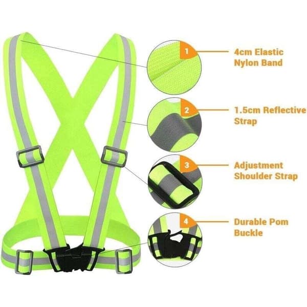 2-pack High Visibility Reflective Vests, Adjustable for Night Running, Hiking, Jogging, Dog Walking