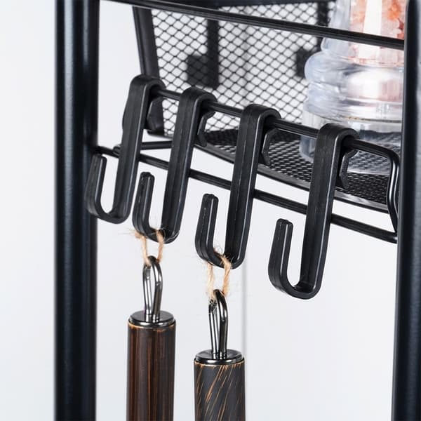 3-tier black metal trolley on wheels for home & office