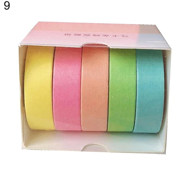 5 Ruller Dekorative Stilige Washi Macaron Håndkonto Klistremerketape For Jenter