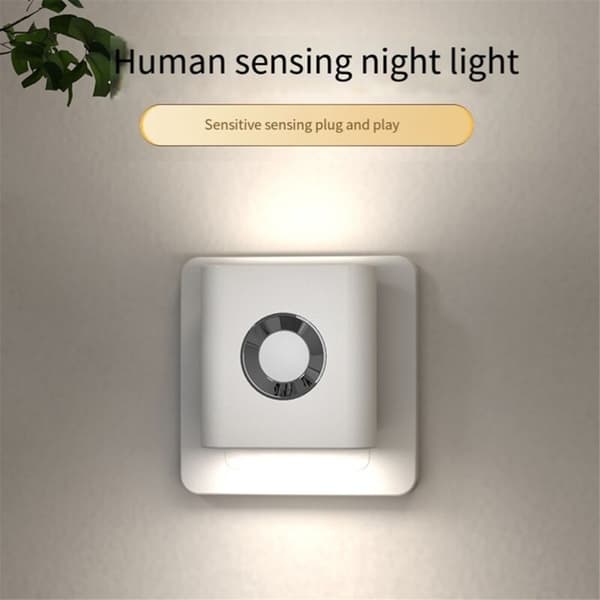 Kropssensor, lyset slukker, når du forlader soveværelset, sengelampe, natlampe, EU-stik