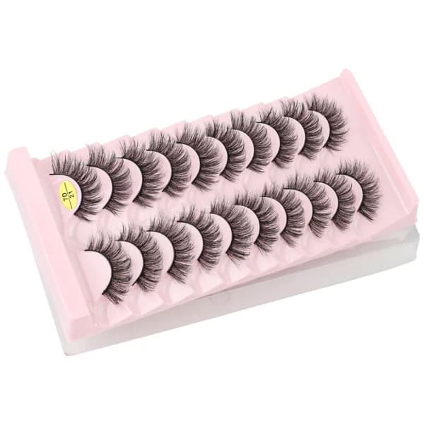 Russian Volume Lashes 5D Curly Natural Thick 10 Pairs DD Large Curled Eyelashes