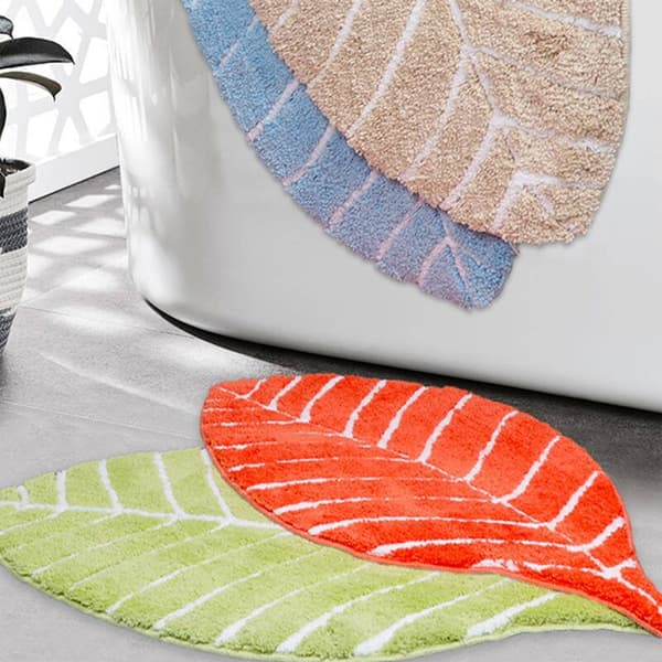Sød dørmåtte til børn - Absorberende mikrofiber badeværelsesmåtte hoveddørsmåtte gulvmåtte lysebrun bladformet måtte