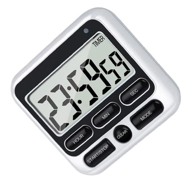 Digital kjøkkentimer LCD-skjerm Nedtellingstimer for matlaging Svart