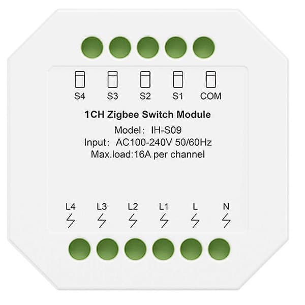 Zigbee Smart Relay Switch Module 16A IH-S09 AC100-240V Tuya Smart Life Remote Control for Home Automation System 1CH 1 Road White 1 Road White