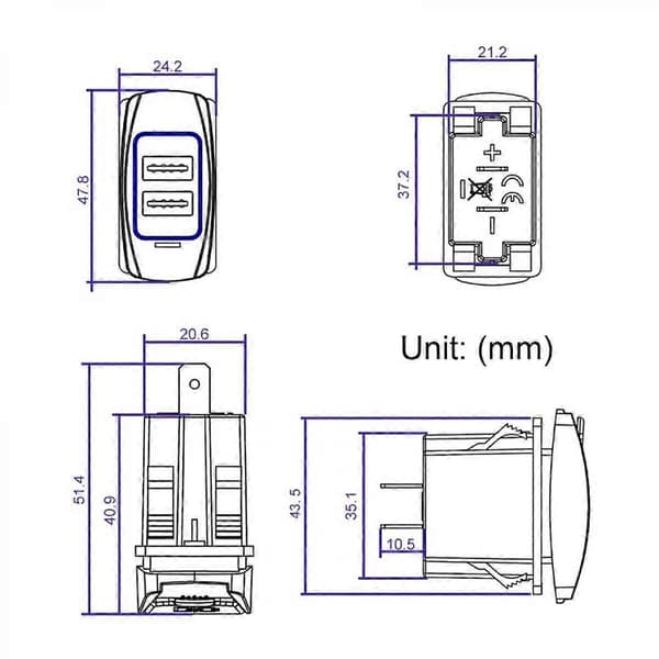 Bil 4.8A Dobbeltsidet Mobiloplader