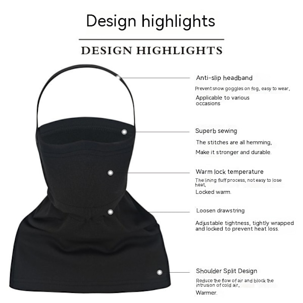Vinterhalsvarmer i fleece, elastisk snorbandana halsgaiter, komfortabel og enkel å bruke - Vanntett allværs hodegaiter