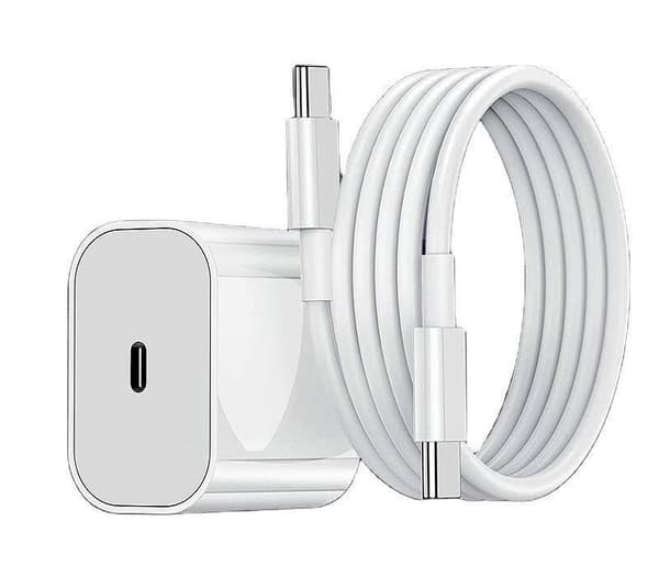 Lader for iPhone 15 + 1M kabel Hurtiglader USB-C Kabel Vi Hvit 1 Meter White 1 Meter