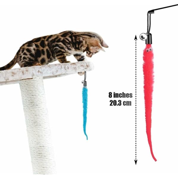 Cat Wand Refills 12-pack Fluffy Snake with Bell Interactive Cat Toy Cat Wand Refills Random Colors